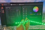 płytka sterownika LED RGB z błędnymi kolorami światła